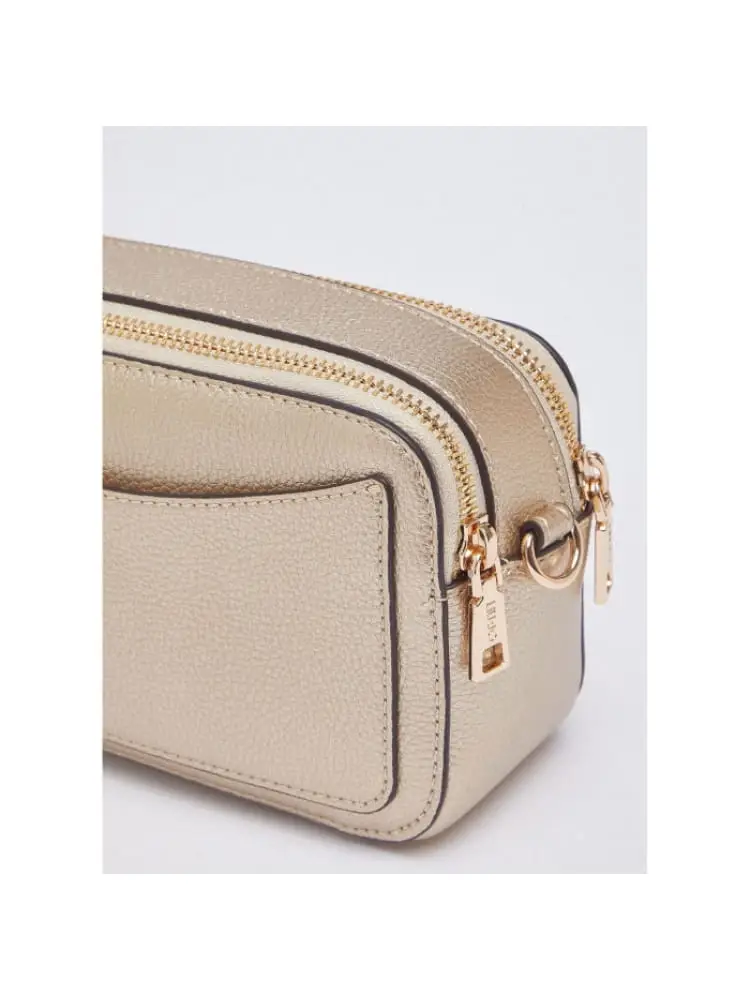 borsa camera case in ecopelle oro con logo miniatura 3
