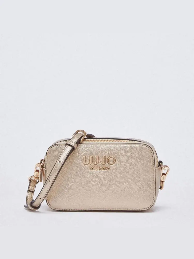 borsa camera case in ecopelle oro con logo