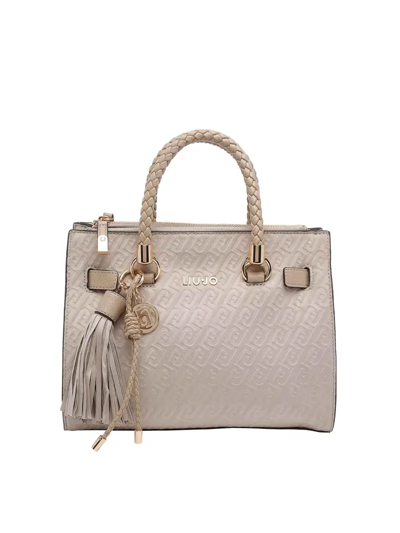 Borsa con logo Beige
