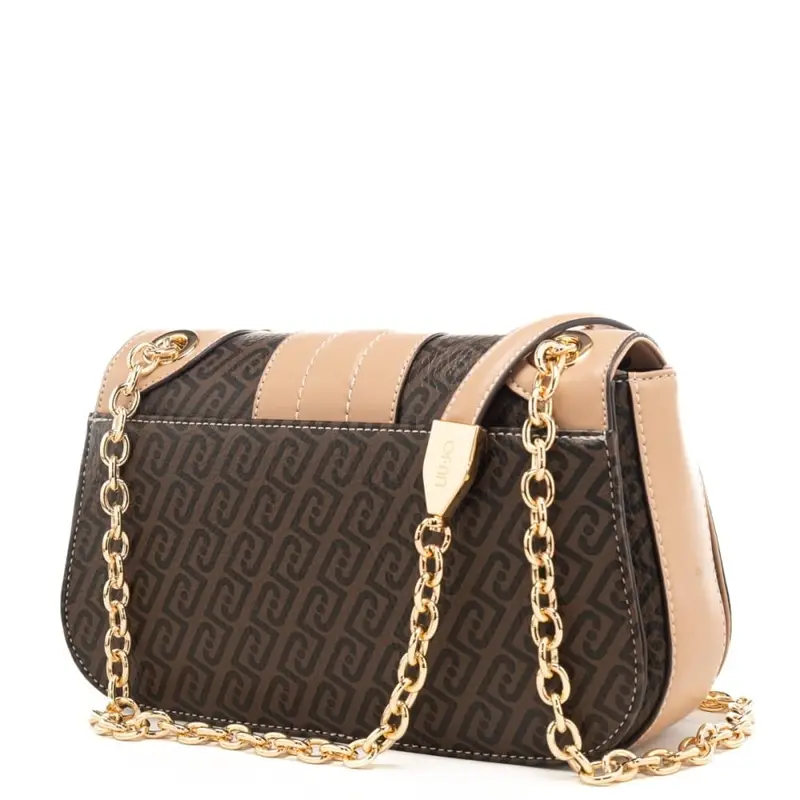 borsa crossbody da donna con inserti a contrasto e stampa con logo monogram all over testa di moro miniatura 3