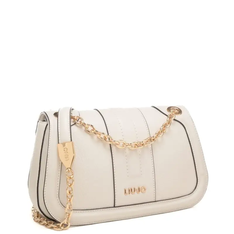 borsa crossbody da donna con inserto centrale ton sur ton crema miniatura 2