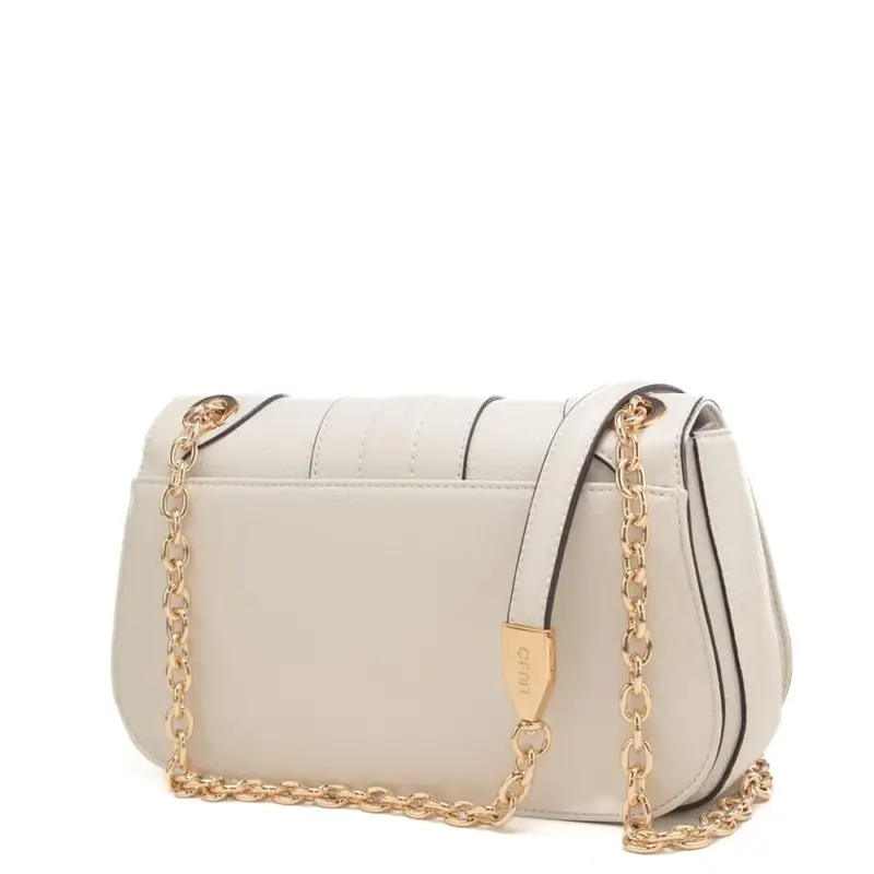 borsa crossbody da donna con inserto centrale ton sur ton crema miniatura 3