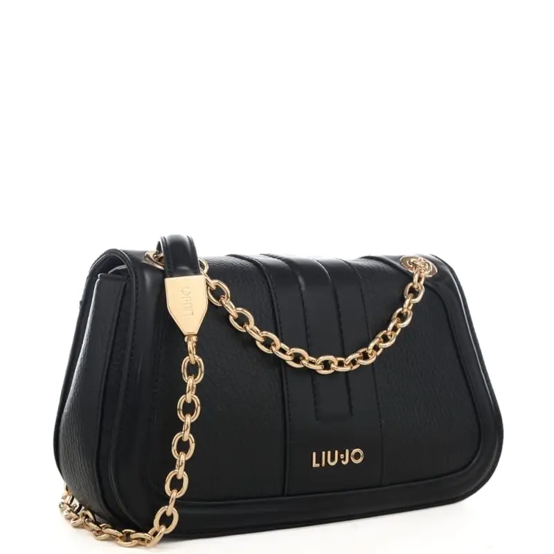 borsa crossbody da donna con inserto centrale ton sur ton nera miniatura 2