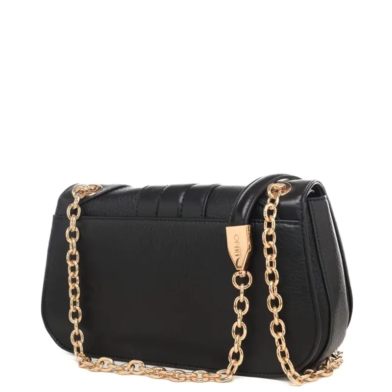 borsa crossbody da donna con inserto centrale ton sur ton nera miniatura 3