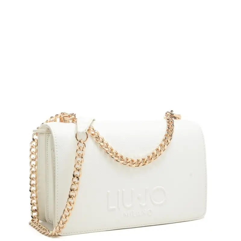 borsa crossbody da donna con logo lettering in rilievo sul davanti bianca miniatura 2