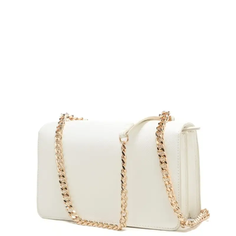 borsa crossbody da donna con logo lettering in rilievo sul davanti bianca miniatura 3