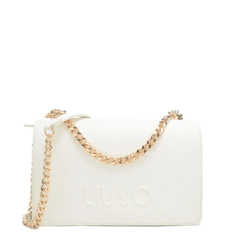borsa crossbody da donna con logo lettering in rilievo sul davanti bianca