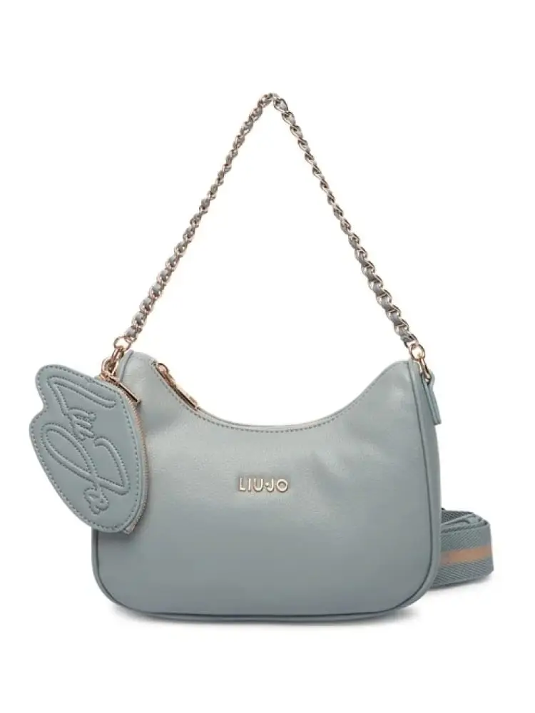 borsa donna azzurra con logo lettering dorato