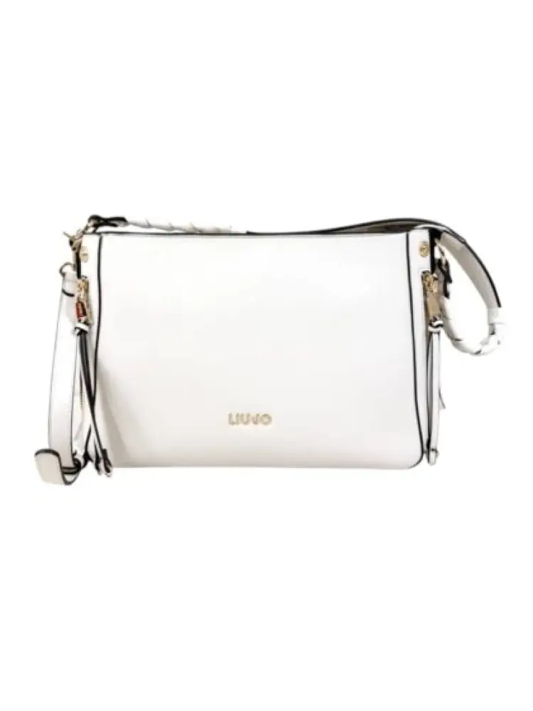 borsa donna bianca con dettaglio intrecciato sul manico