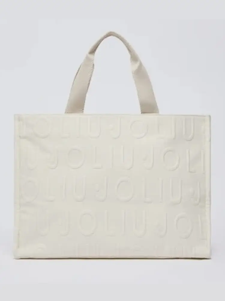 borsa donna bianca con pattern logato all over