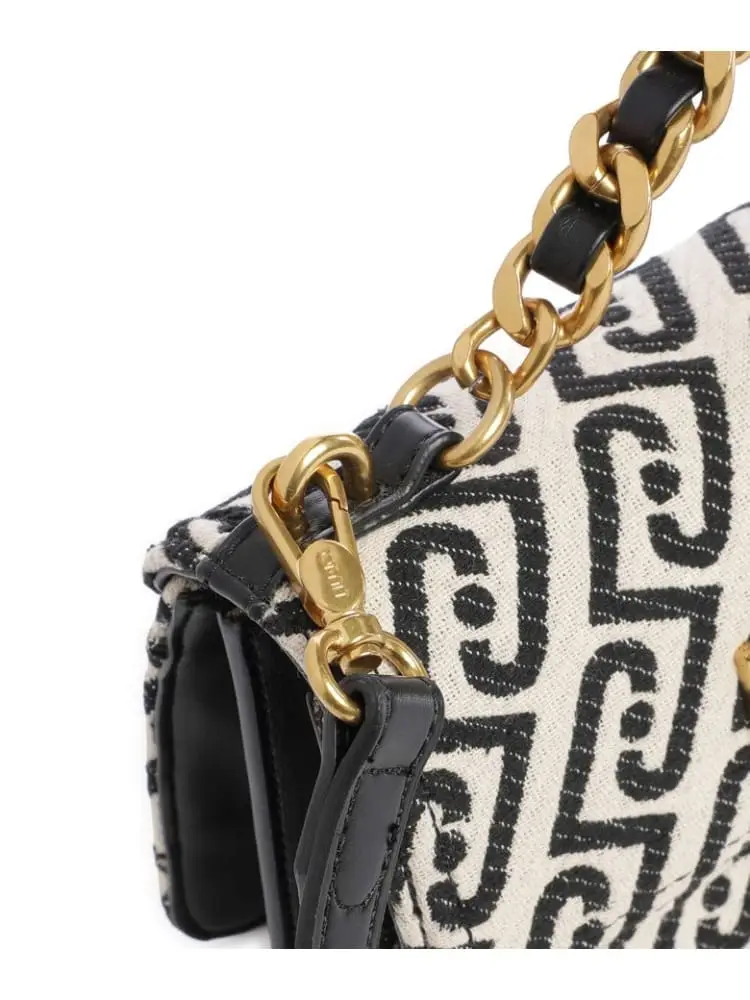 borsa donna crossbody in jacquard logo all over nero miniatura 3