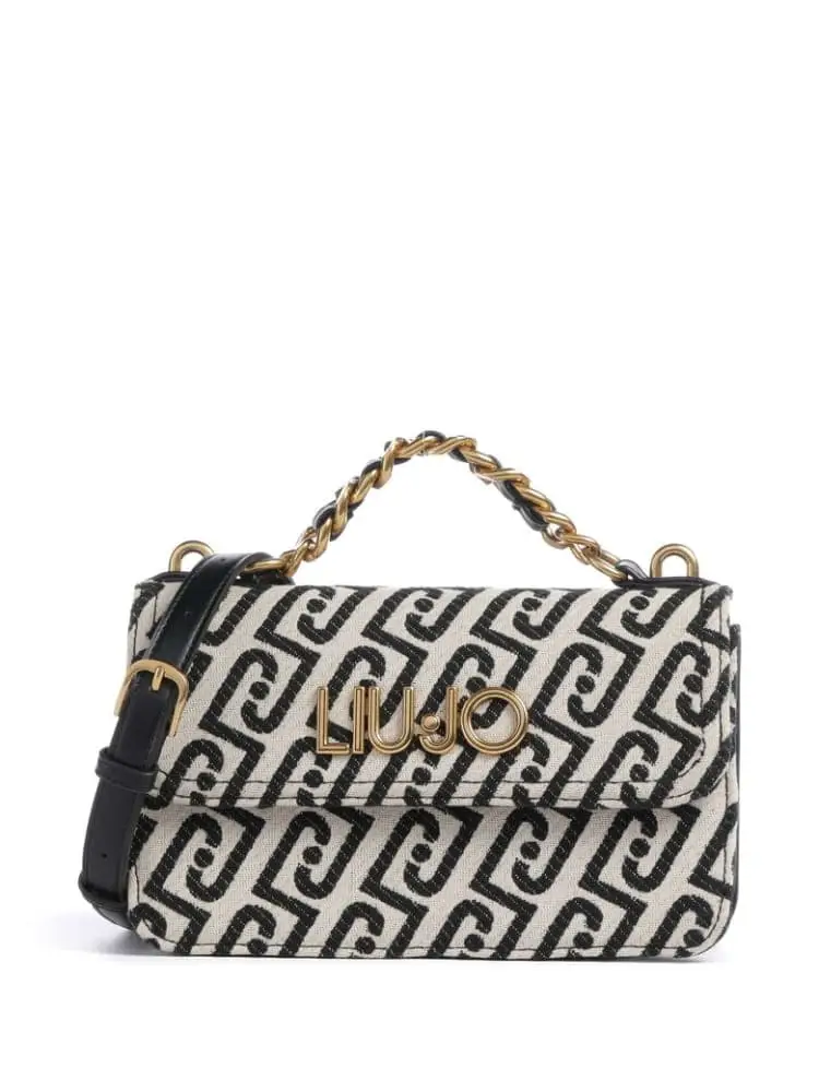borsa donna crossbody in jacquard logo all over nero