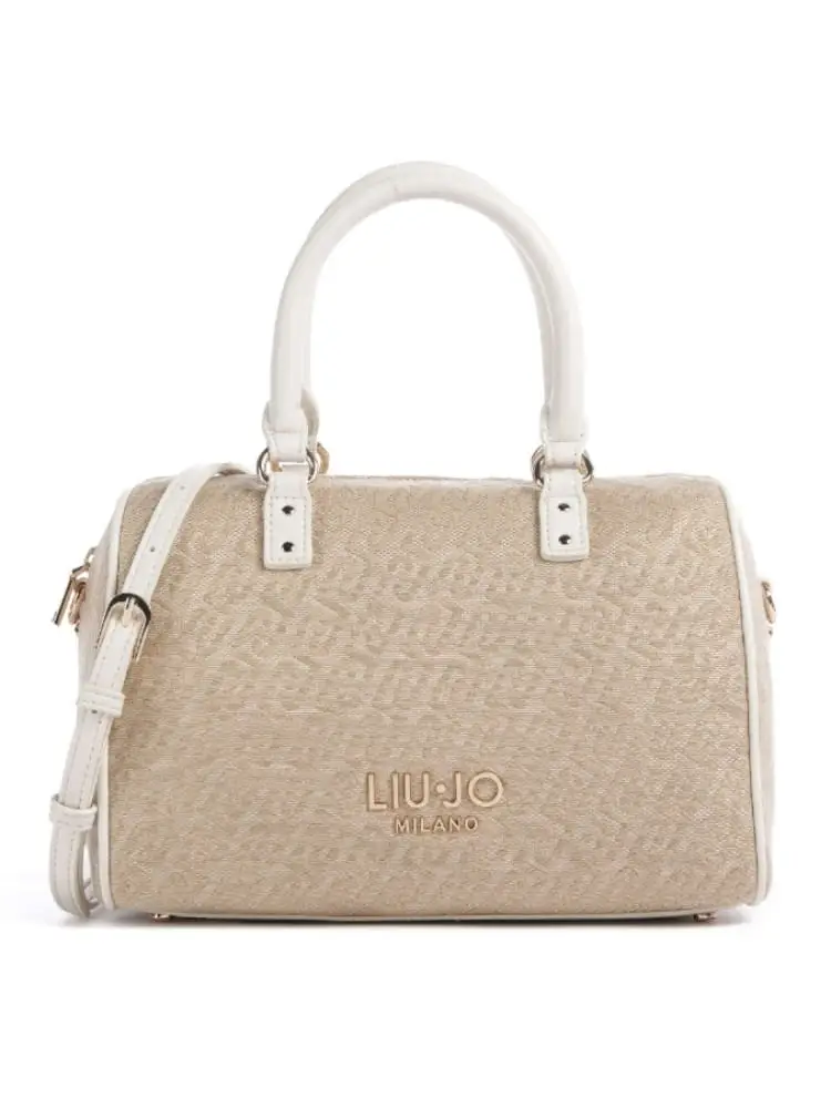 borsa donna in ecopelle logata beige