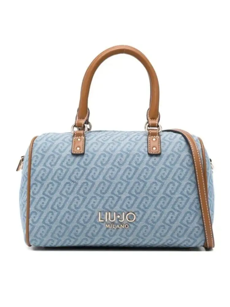 borsa donna in ecopelle logata blu