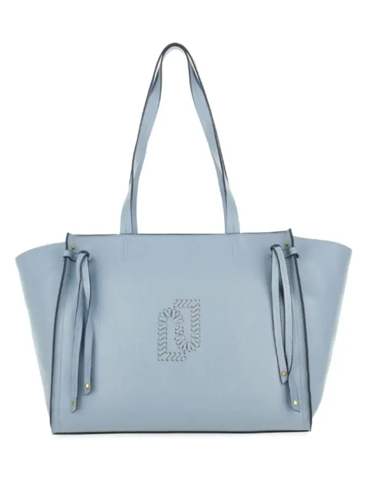 borsa donna in similpelle azzurra con logo frontale
