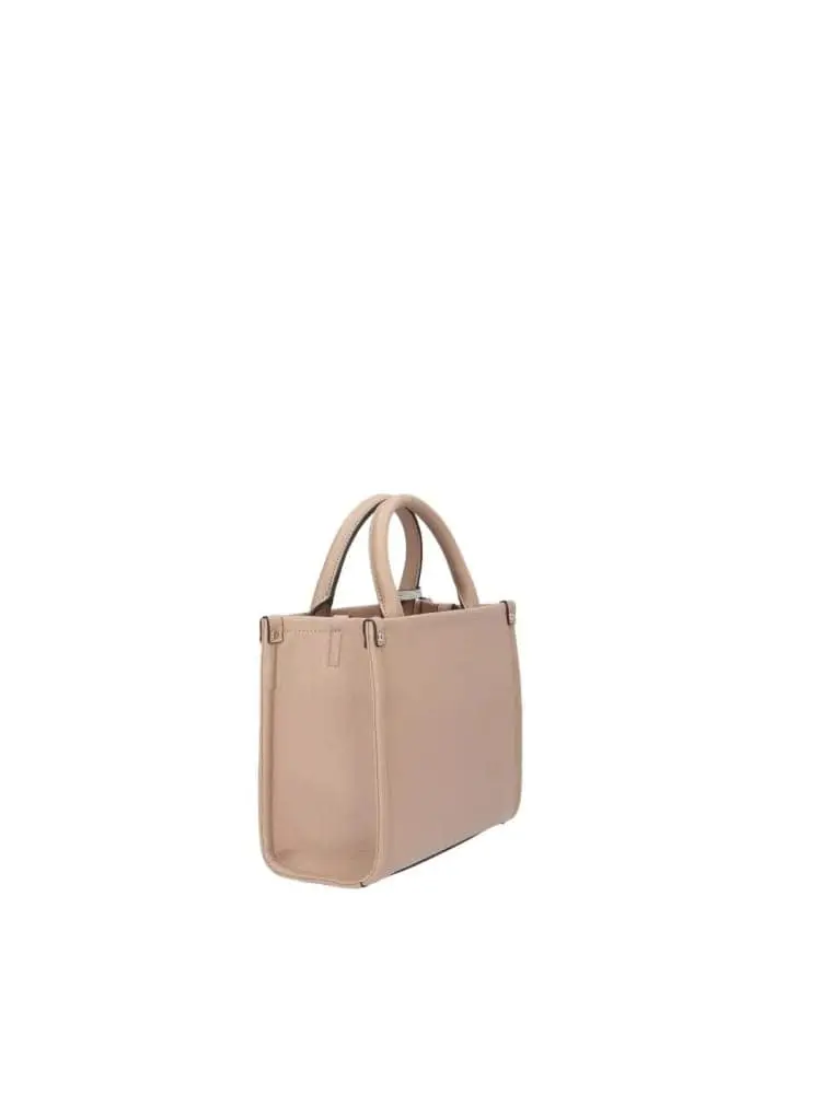 borsa donna in similpelle beige con logo lettering dorato miniatura 3