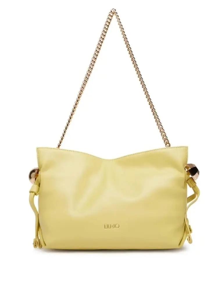 borsa donna in similpelle gialla con logo dorato frontale