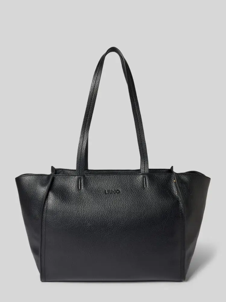 borsa donna in similpelle nera con logo frontale miniatura 2