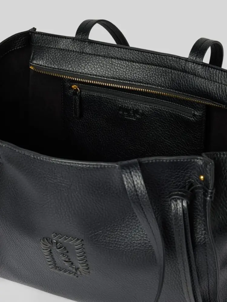 borsa donna in similpelle nera con logo frontale miniatura 4