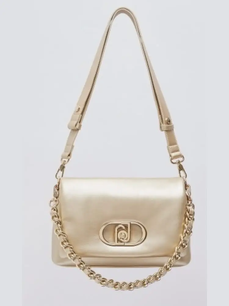 borsa donna light gold in ecopelle con maxi logo dorato