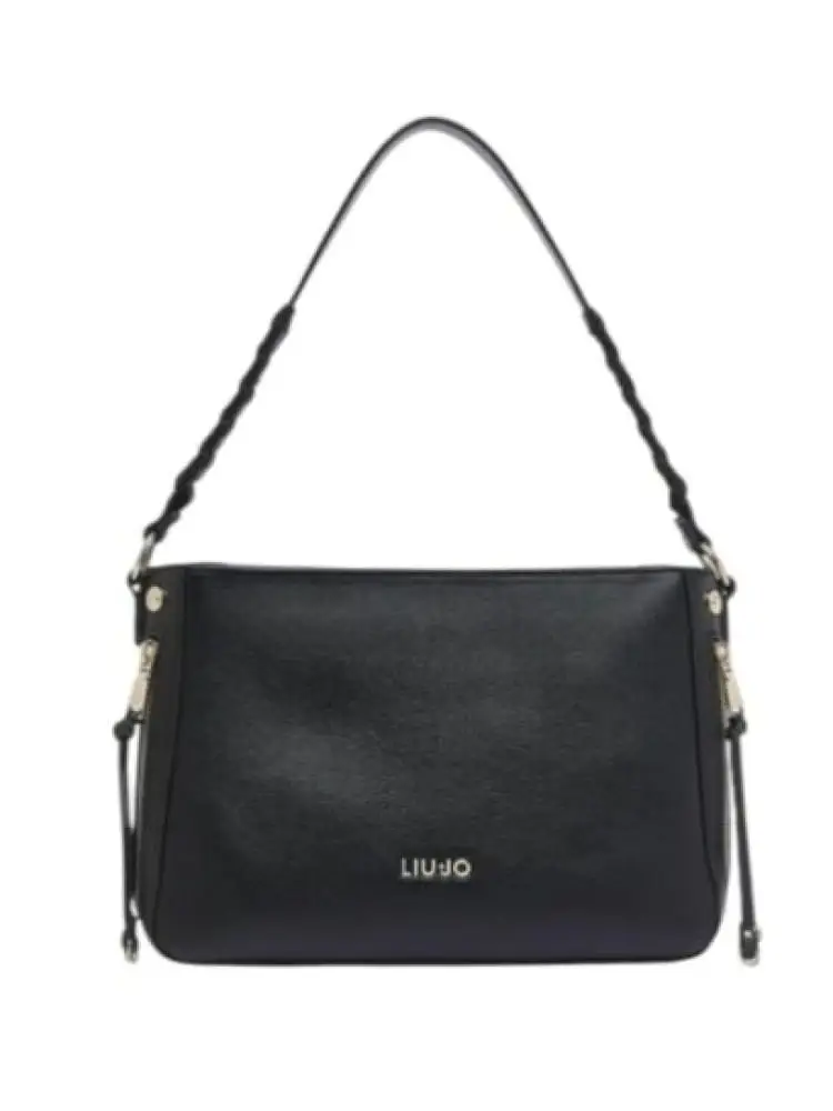 borsa donna nera con dettaglio intrecciato sul manico