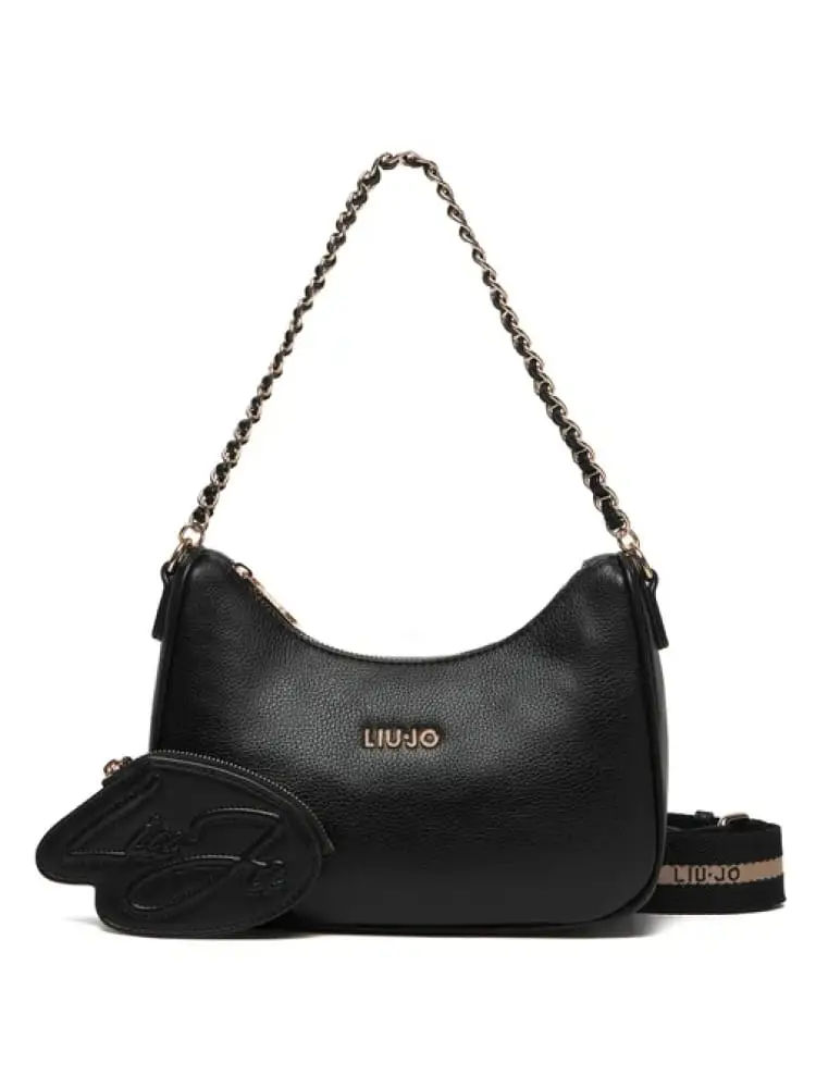 borsa donna nera con logo lettering dorato