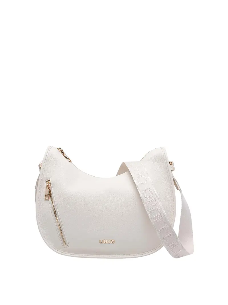 Borsa hobo con logo Bianco