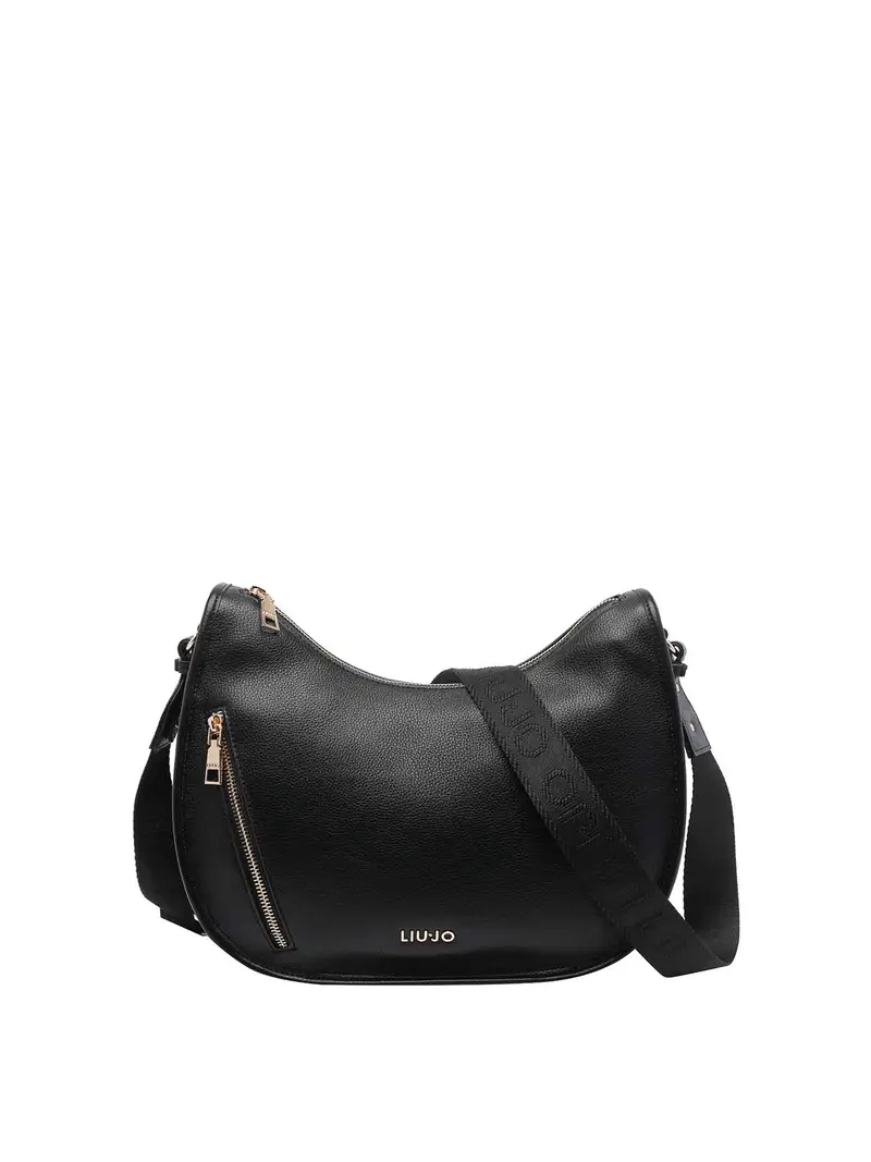 Borsa hobo con logo nero