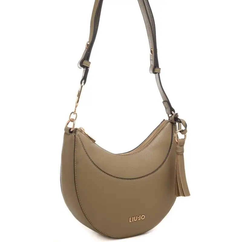 borsa hobo da donna piccola con nappina in dotazione beige scuro miniatura 2
