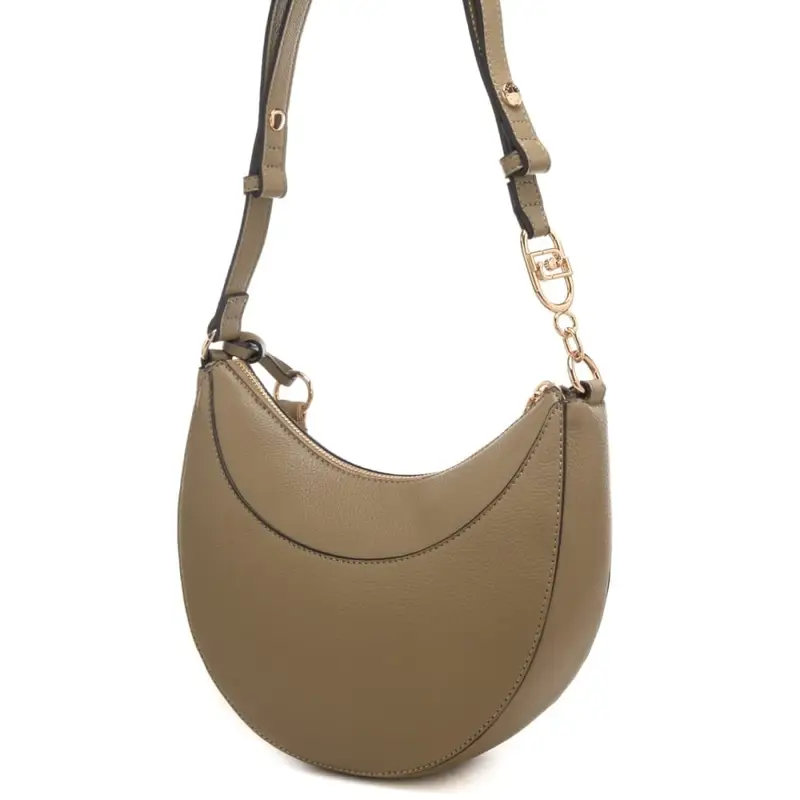 borsa hobo da donna piccola con nappina in dotazione beige scuro miniatura 3