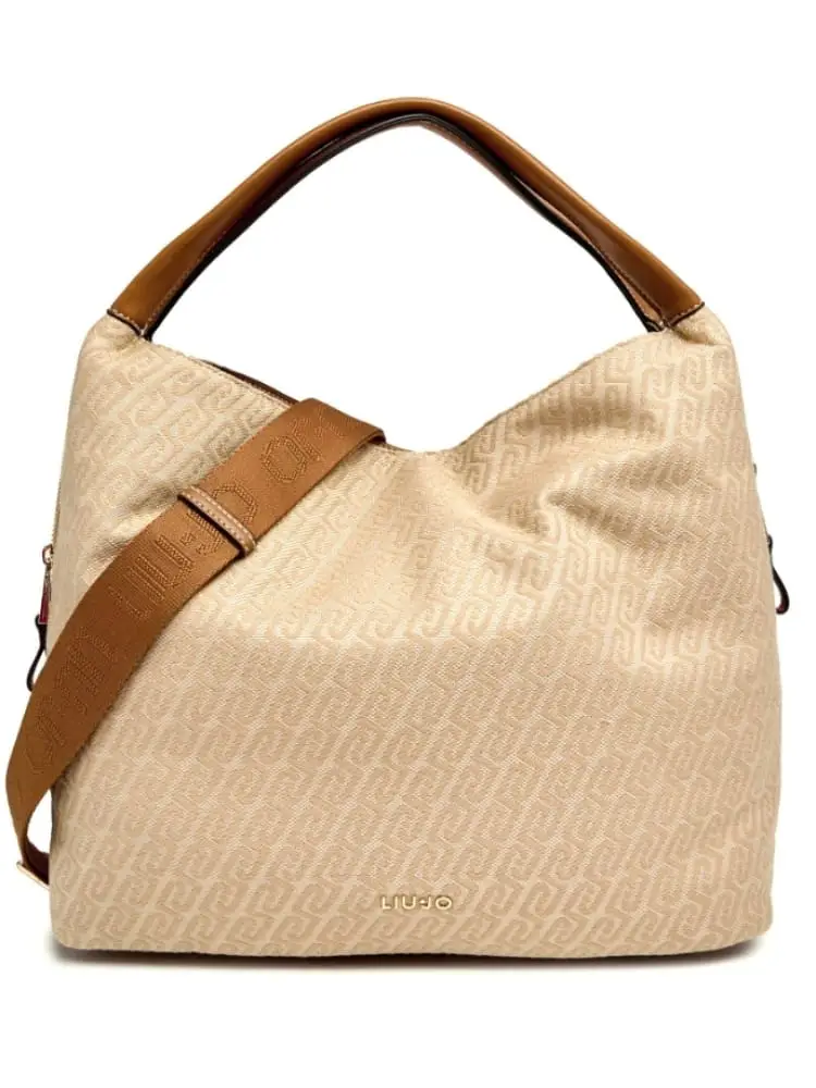 borsa kaliska donna beige con logo all over