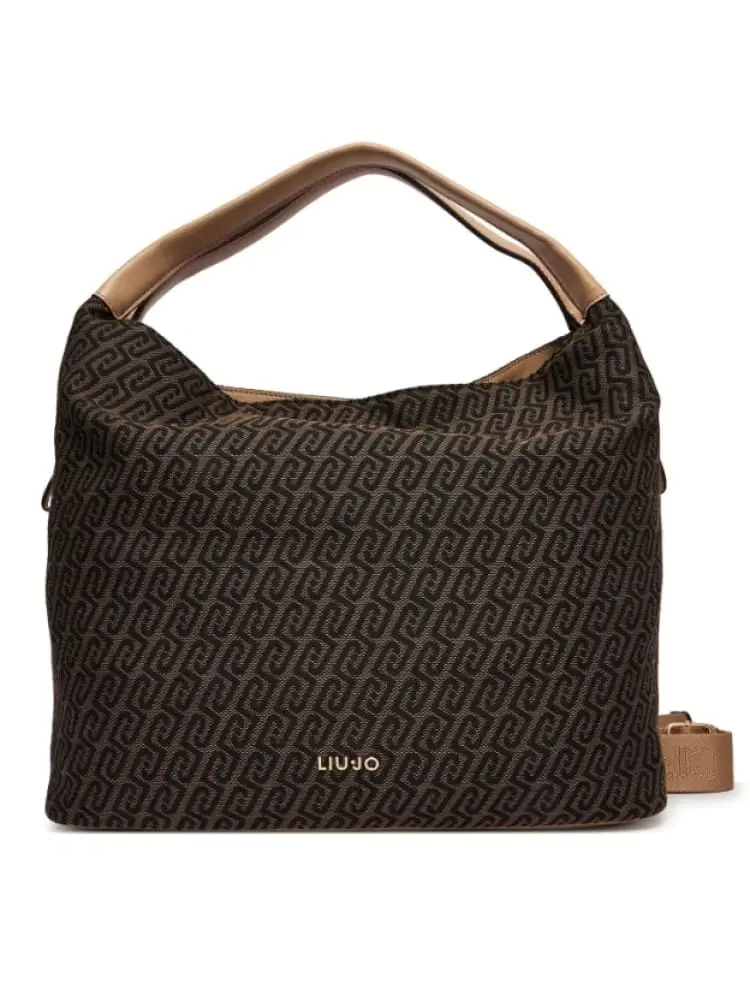 borsa kaliska donna marrone con logo all over