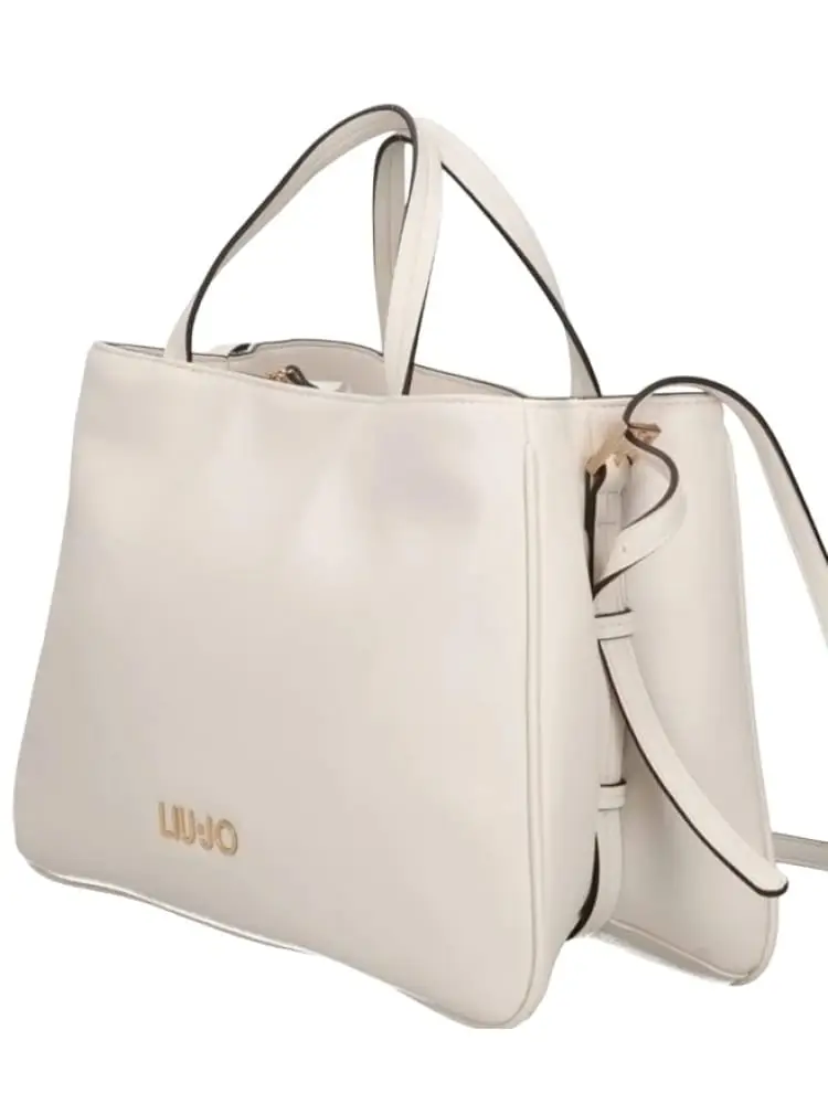 borsa satchel donna bianca in similpelle con logo frontale