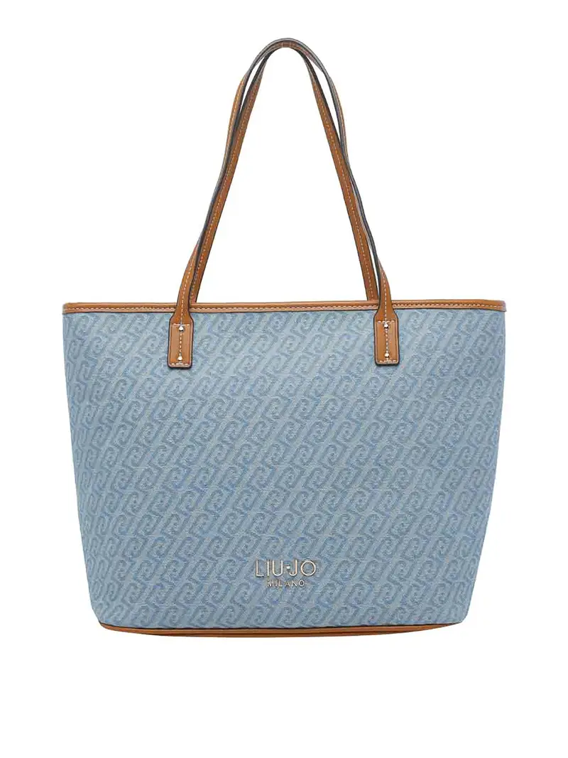 Borsa tote con logo azzurro Blu