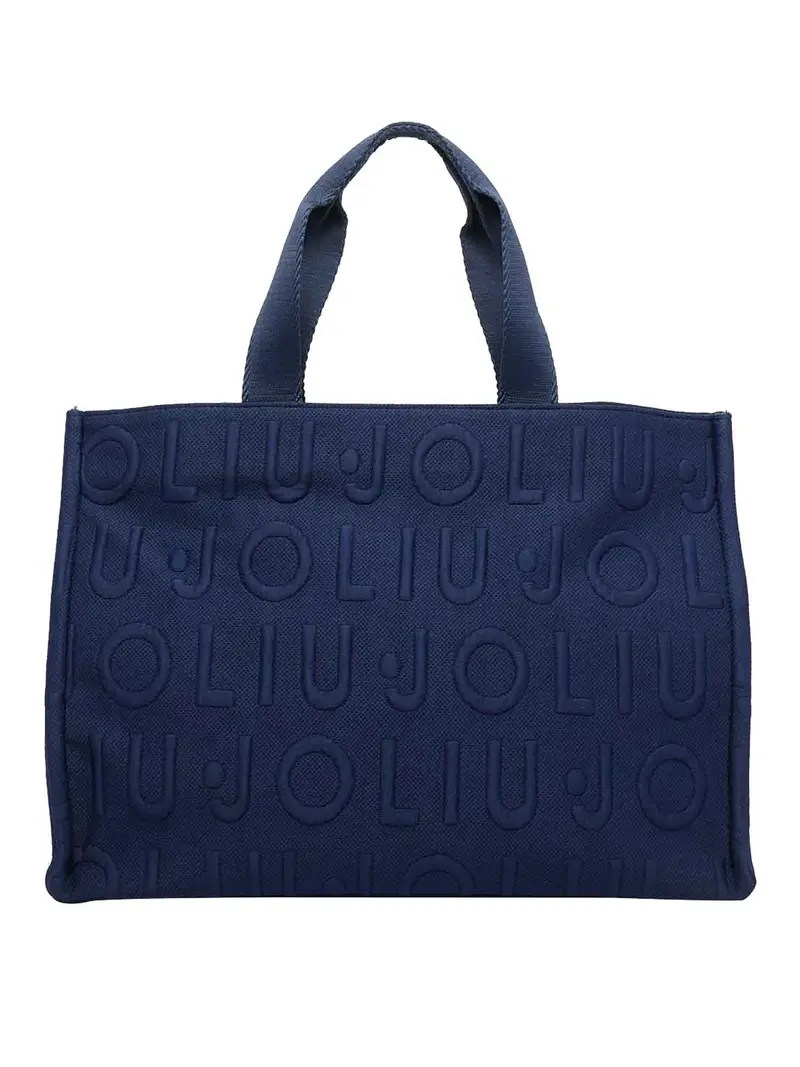 Borsa tote con logo blu