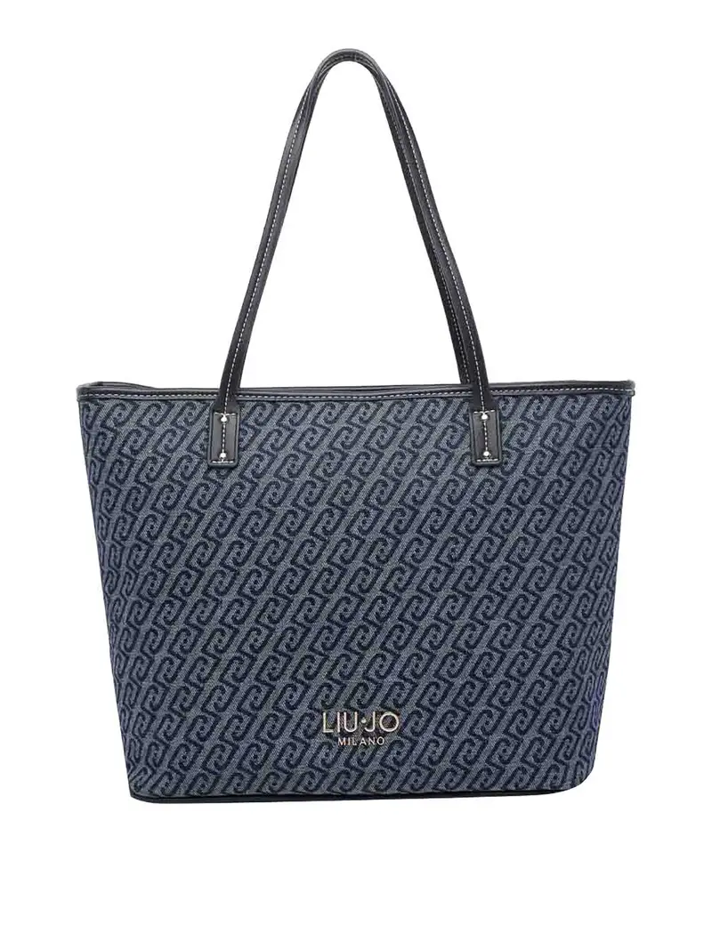 Borsa tote con logo blu