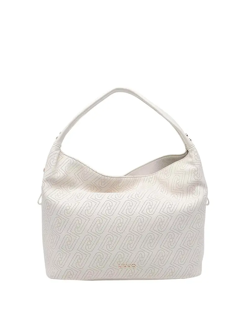 Borsa tote con logo color crema Bianco