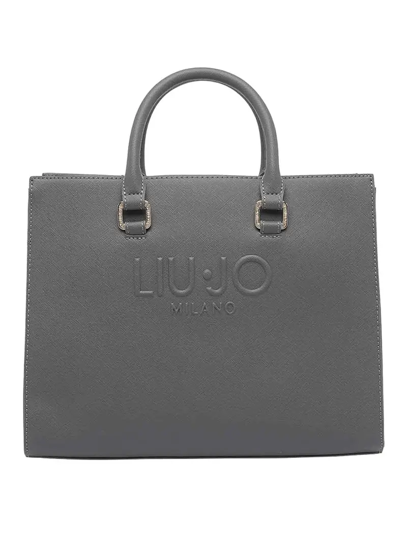 Borsa tote con logo Grigio
