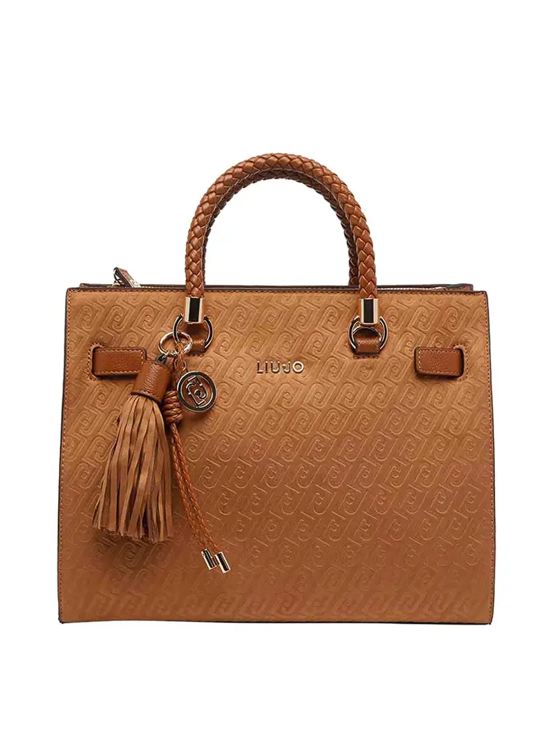 Borsa tote con logo Marrone