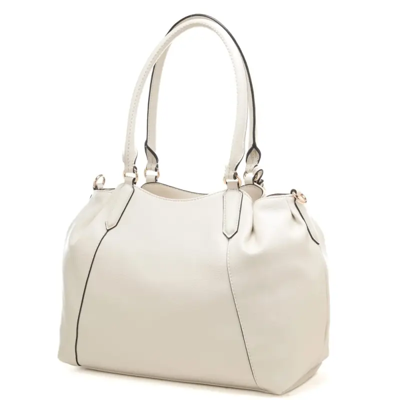 borsa tote da donna con doppio manico rigido e logo lettering crema miniatura 3