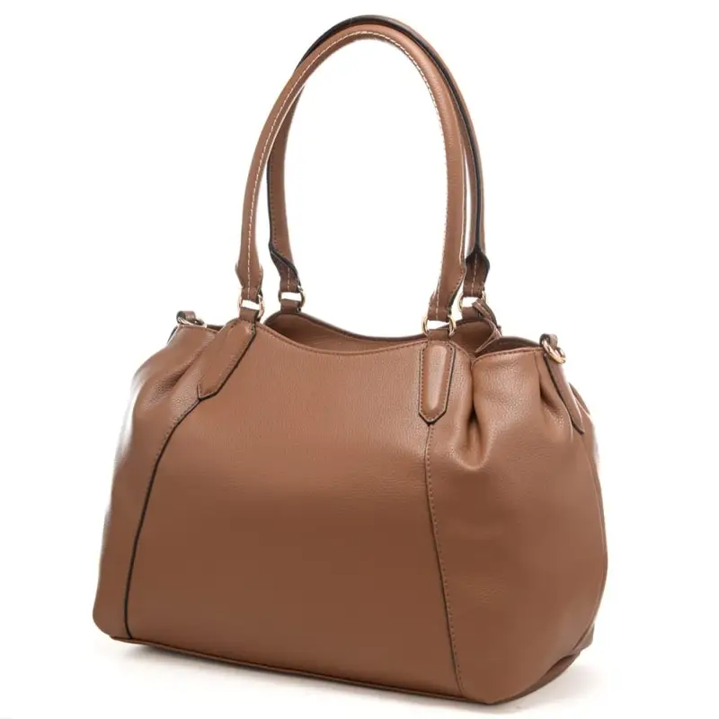 borsa tote da donna con doppio manico rigido e logo lettering marrone miniatura 3