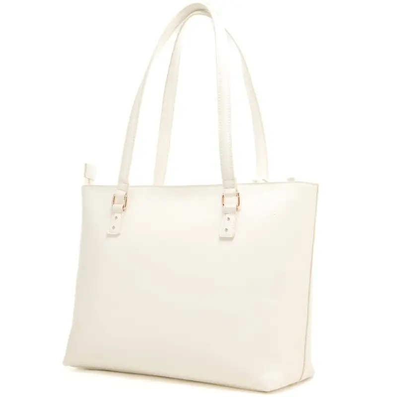 borsa tote da donna con logo lettering in rilievo sul davanti crema miniatura 3