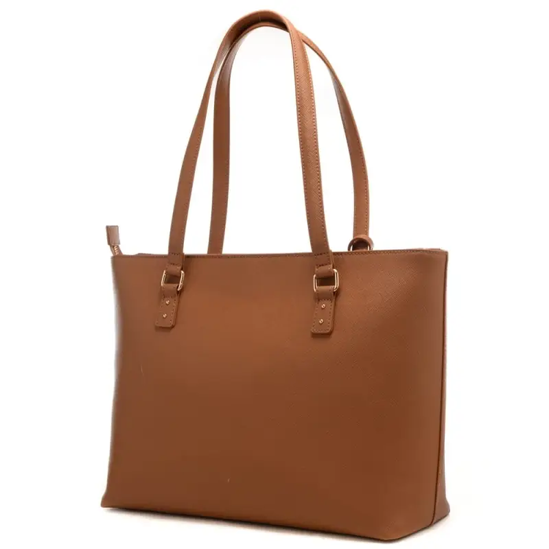 borsa tote da donna con logo lettering in rilievo sul davanti marrone miniatura 3