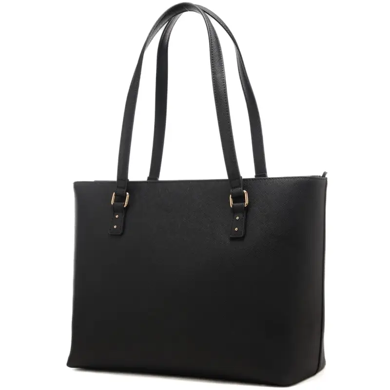 borsa tote da donna con logo lettering in rilievo sul davanti nera miniatura 3