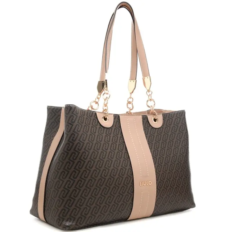 borsa tote da donna con manici con dettagli in metallo e inserto centrale a contrasto testa di moro miniatura 2