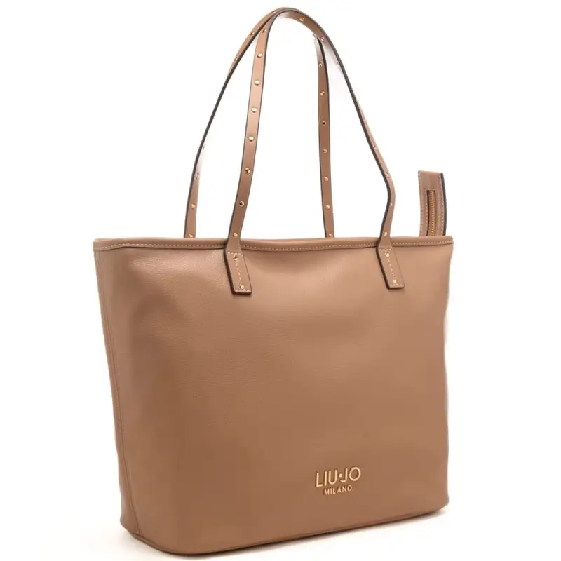 borsa tote da donna con mini borchie sui manici cammello miniatura 2