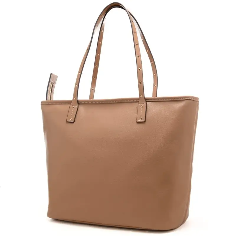 borsa tote da donna con mini borchie sui manici cammello miniatura 3