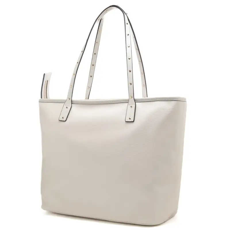 borsa tote da donna con mini borchie sui manici crema miniatura 3
