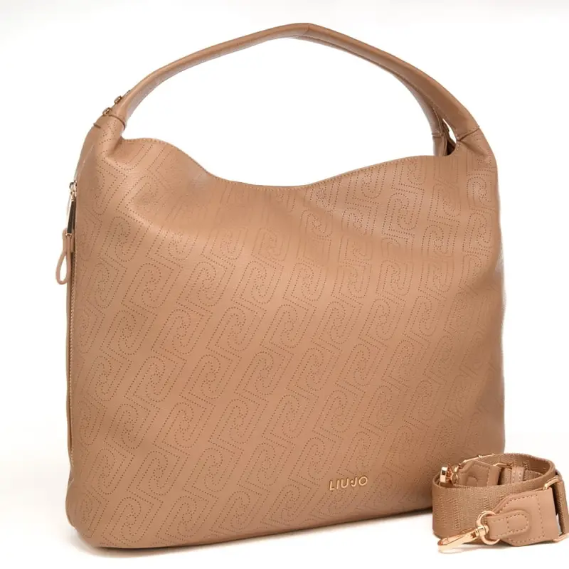 borsa tote da donna con stampa con logo monogram all over cammello miniatura 3