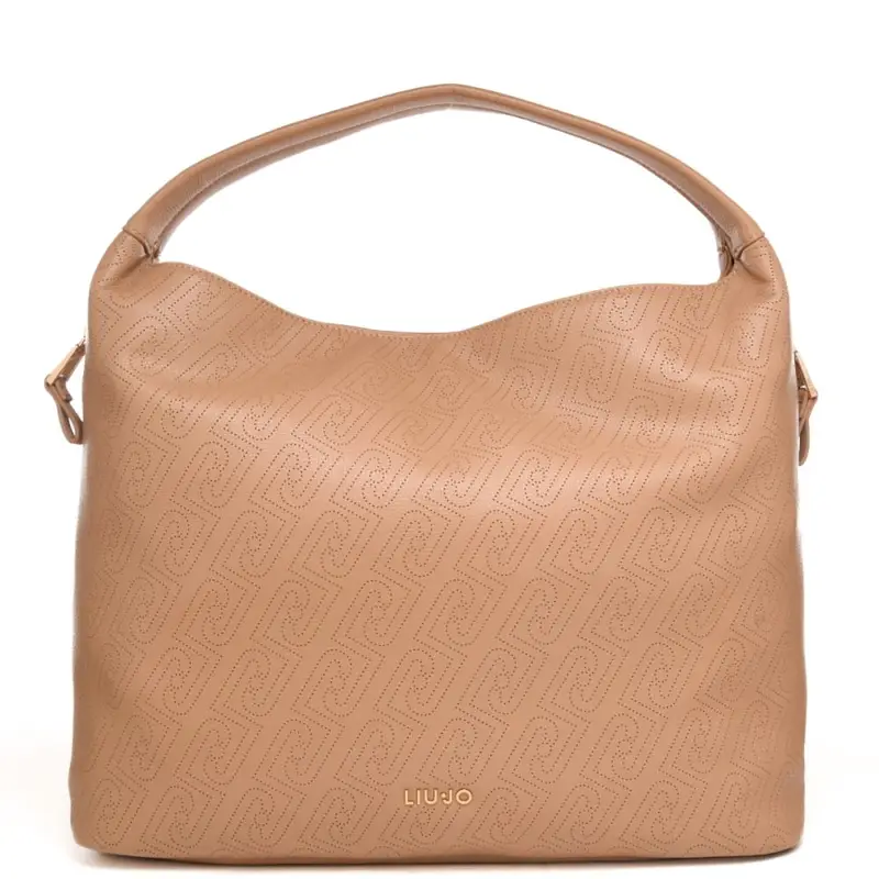 borsa tote da donna con stampa con logo monogram all over cammello